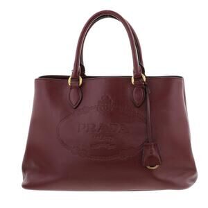 PRADA Grain Calf Handbag Messenger Bag Bordeaux Purple Leather